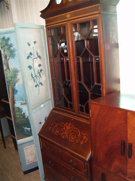 Edwardian inlaid mahogany  bureau/bookcase